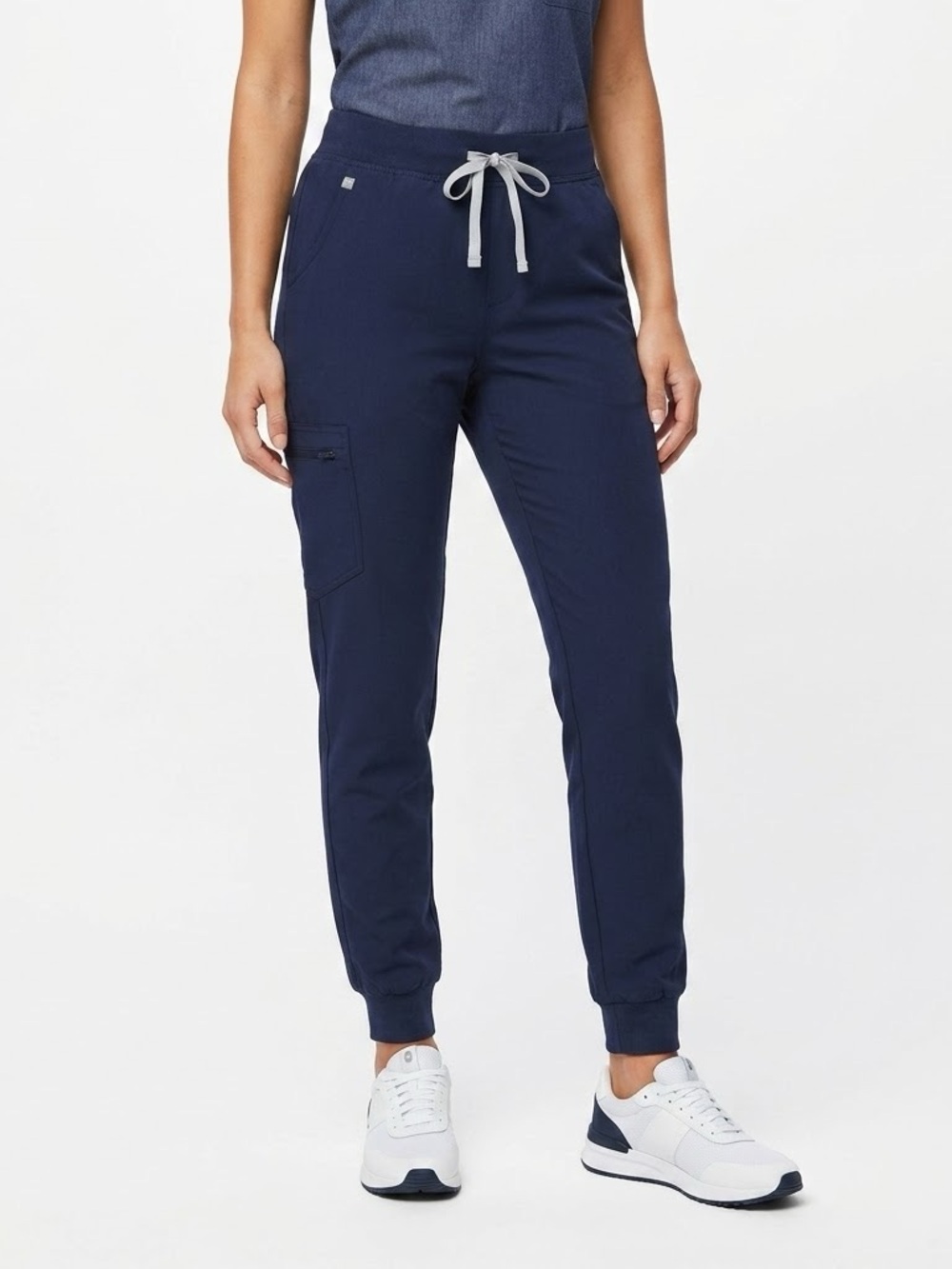 FIGS Womens S HW Zamora Jogger Scrub Pants Navy Blue High Rise Tech Pocket Small